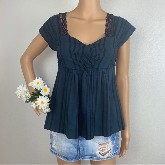 Anthro Edém & Esyllte Babydoll Peplum Blouse Top - Picture 3 of 12